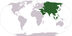 World map showing Asia.