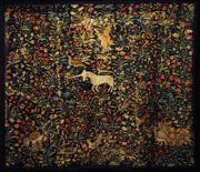 A 16th century Flemish mille-fleur tapestry in the Victoria and Albert Museum.