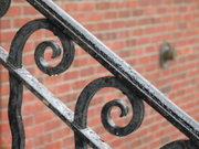 A wrought iron railing in Troy, New York.
